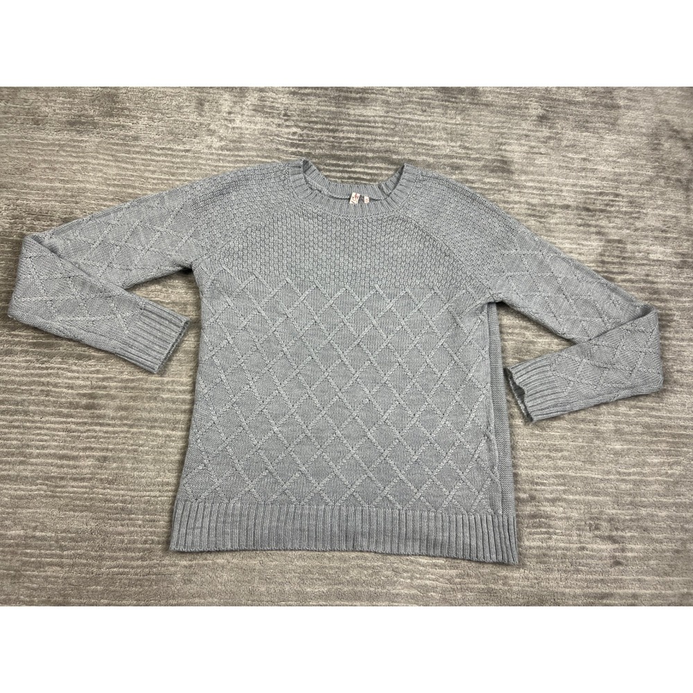 Red Camel Sweater Womens Medium Gray Diamond Cable Knit Crew Neck Raglan Acrylic